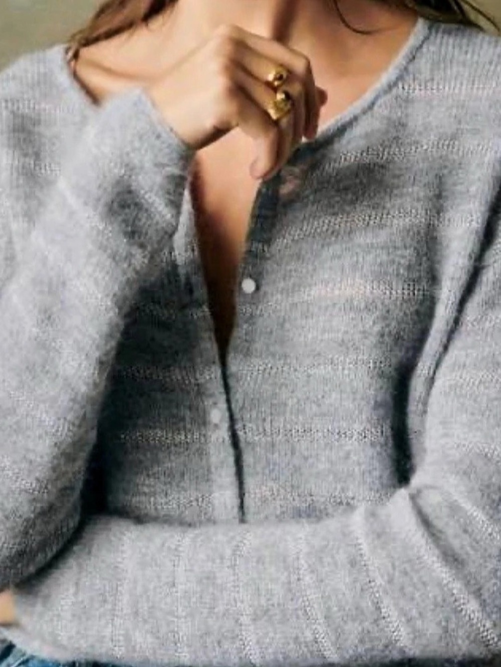 Sezane Gaspard Cardigan Striped Gray Size Small